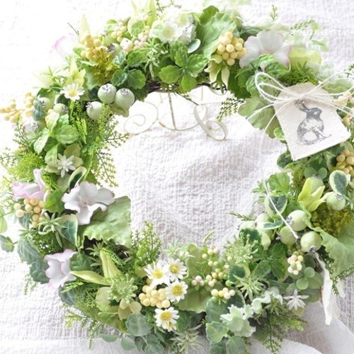 野うさぎの春待ちリース