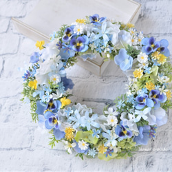受注制作いたします　spring　blue　&　violet：little　flowers　wreath 1枚目の画像