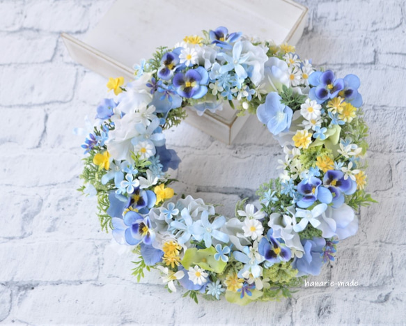 受注制作いたします　spring　blue　&　violet：little　flowers　wreath 1枚目の画像