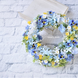 受注制作いたします　spring　blue　&　violet：little　flowers　wreath 2枚目の画像