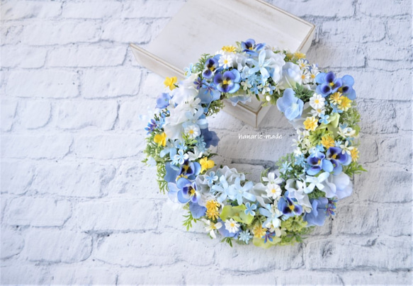受注制作いたします　spring　blue　&　violet：little　flowers　wreath 2枚目の画像
