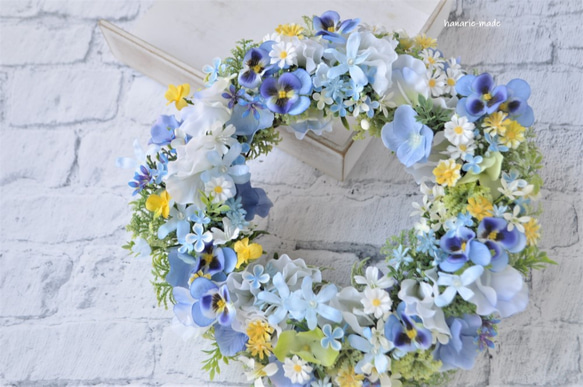 受注制作いたします　spring　blue　&　violet：little　flowers　wreath 3枚目の画像