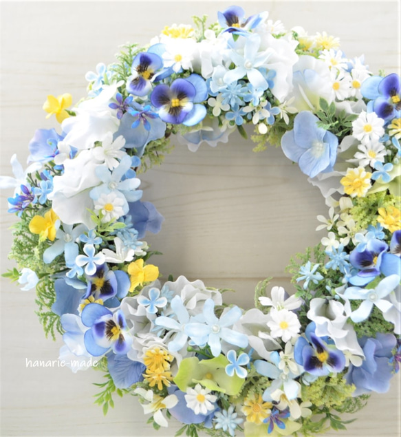 受注制作いたします　spring　blue　&　violet：little　flowers　wreath 5枚目の画像