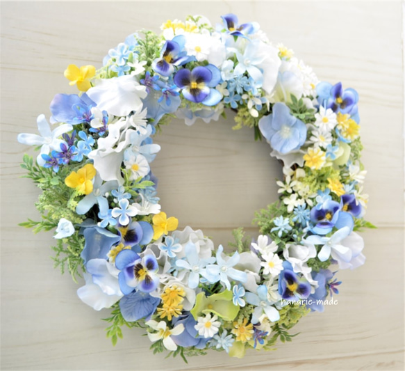 受注制作いたします　spring　blue　&　violet：little　flowers　wreath 7枚目の画像