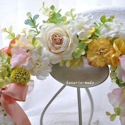 Peach　color　roses（30㎝）：wreath　　 3枚目の画像