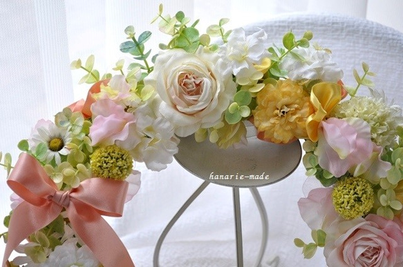 Peach　color　roses（30㎝）：wreath　　 3枚目の画像