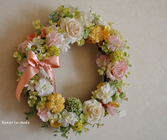 Peach　color　roses（30㎝）：wreath　　 4枚目の画像