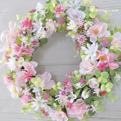 オーダー　Miさま　ちいさな幸せ　うす桃色の小花のリース　：ピンク　バラ　さくら　春 5枚目の画像