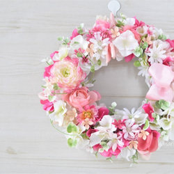 ふんわり　あかるく　ピンクの花々：wreath 4枚目の画像