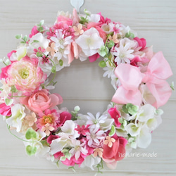 ふんわり　あかるく　ピンクの花々：wreath 5枚目の画像