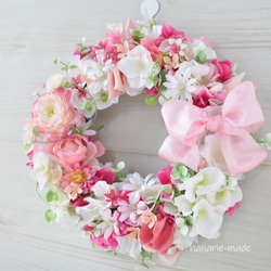 ふんわり　あかるく　ピンクの花々：wreath 6枚目の画像