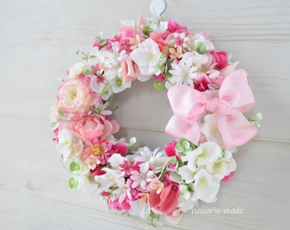 ふんわり　あかるく　ピンクの花々：wreath 6枚目の画像