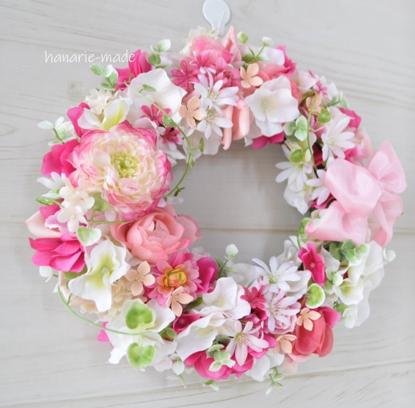 ふんわり　あかるく　ピンクの花々：wreath 7枚目の画像