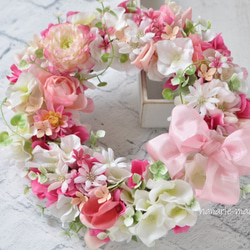 ふんわり　あかるく　ピンクの花々：wreath 10枚目の画像