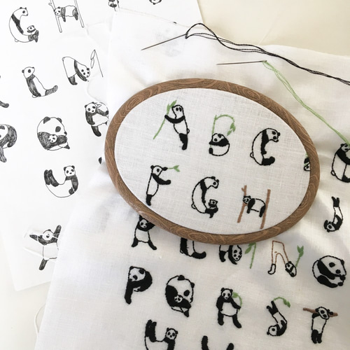 パンダアルファベットの刺繍キット[当店一番人気/初心者向け/図案付