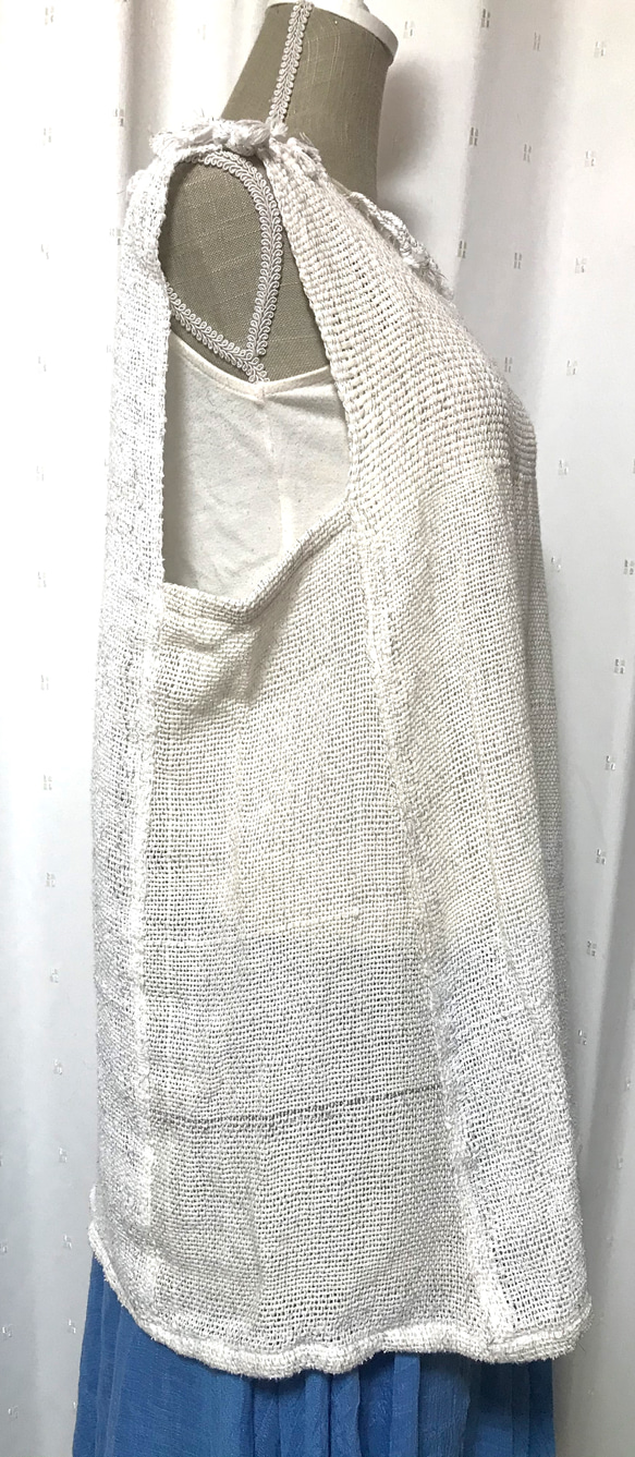 手織り＊チュニック&フリルボレロのセット＊ホワイト 5枚目の画像