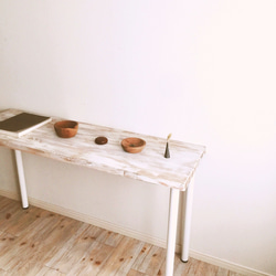 counter table 130 × white shabby /カウンターテーブル 2枚目の画像