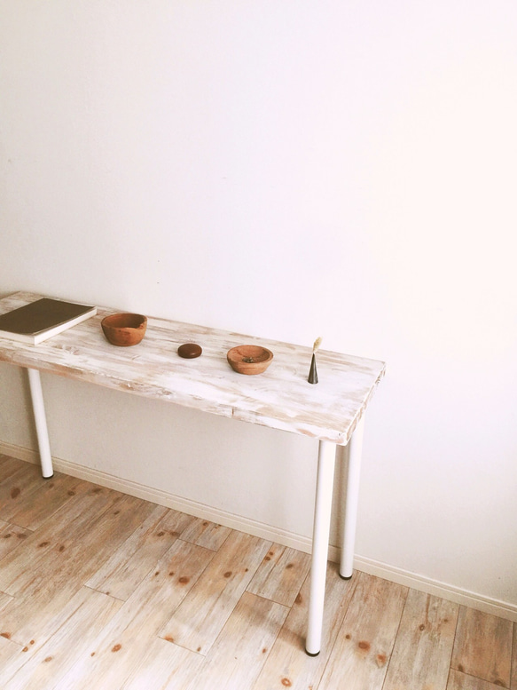 counter table 130 × white shabby /カウンターテーブル 2枚目の画像