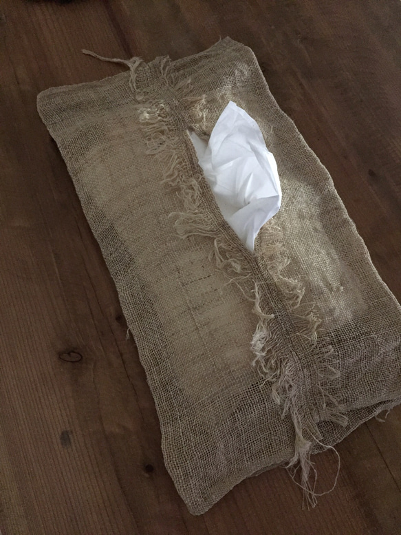 old hemp tissue case /ティッシュケース 3枚目の画像