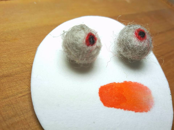 Hand made wool felt earring  手作羊毛氈耳環 第4張的照片