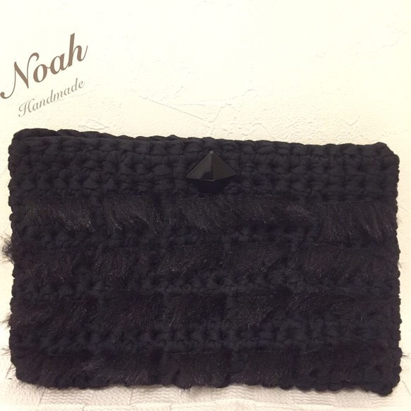 Black furline knitclutch 1枚目の画像