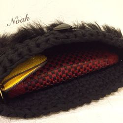 Black furline knitclutch 2枚目の画像