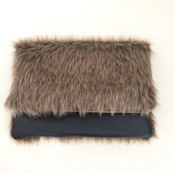 fur leather clutchbag 2枚目の画像