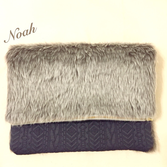 gray fur&alan knitclutch 2枚目の画像