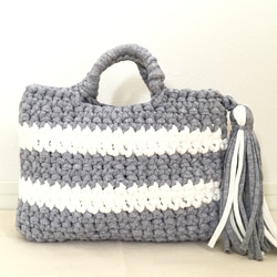 knit bag grey×white 2枚目の画像