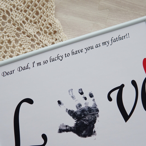 父の日、パパのお誕生日に！セミオーダー  手形 足形 台紙 メモリアルポスター 3枚目の画像