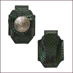 ZIPPO 案例 Zippo 案例蛇皮革 Python 皮革 GREEN Coin concho 皮帶 21101204 第2張的照片