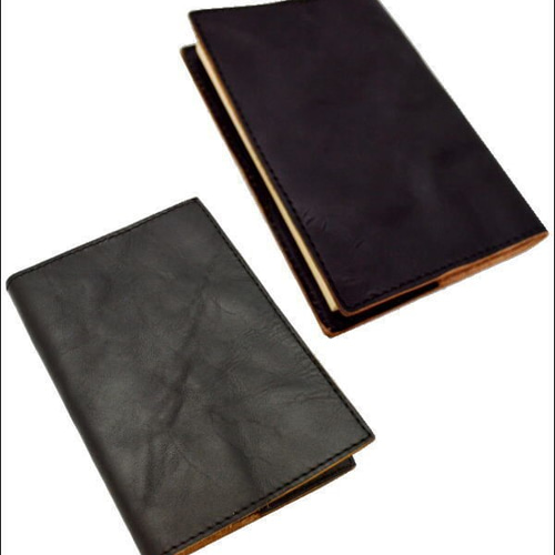 革 ブックカバー A6判 文庫本カバー シワ加工 牛革 本革 茶芯 ブラック