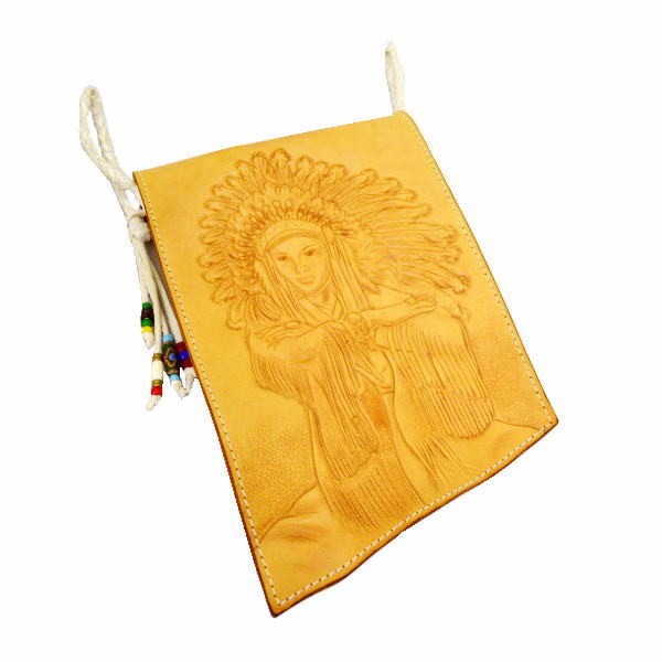 インディアンモチーフ カービングクラフト  メディスンバッグ 10003968