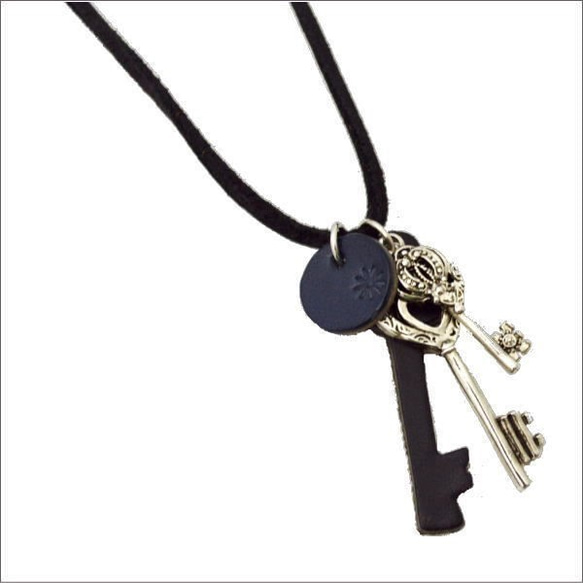 鹿皮繩項鍊 KEY Motif Choker 黑色 10006778 第2張的照片