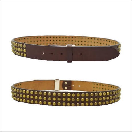 レザースタッズ(丸鋲） ベルト　アンティーク×BROWN　10006364