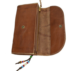 財布 レディース 収納力のある長財布 ウォッシュ加工 ブラウン 18100401 3枚目の画像