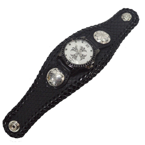 手錶人手錶黑色蟒蛇蛇皮革19020901 第3張的照片