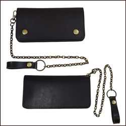 Long Wallet Men&#39;s Tracker Long Wallet 牛皮 黑色 20032301 第2張的照片