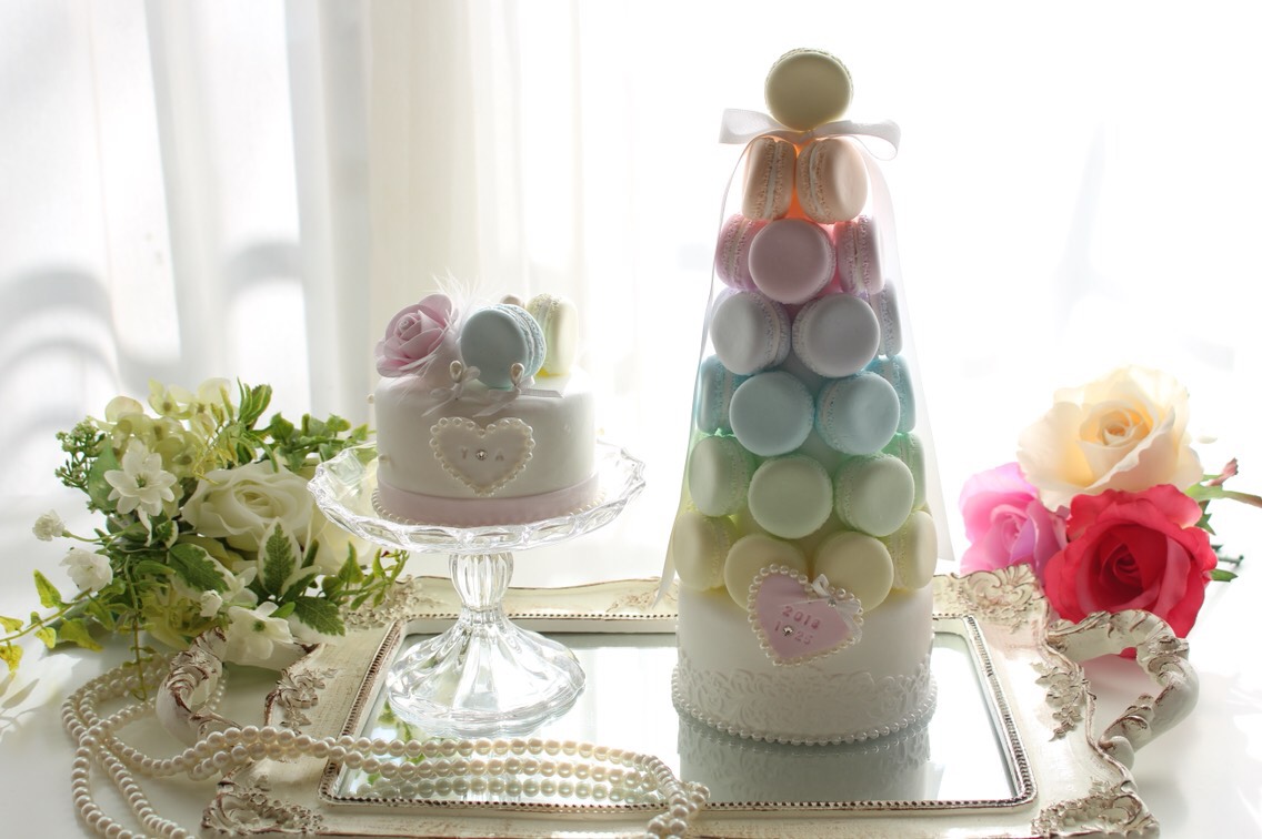 ♡虹色マカロン&キラキラマカロンリングピロー《セット商品》