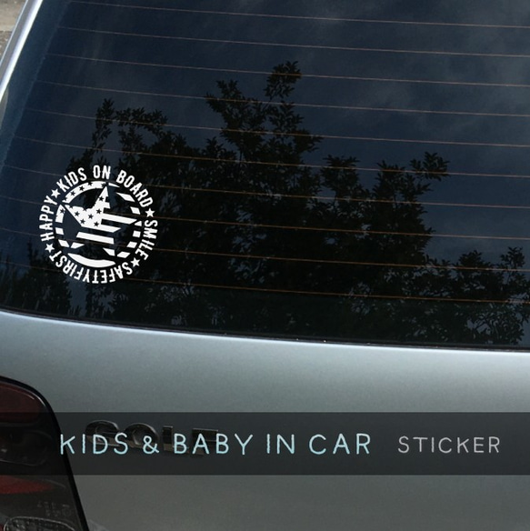KIDS IN CAR / BABY IN CAR ステッカー 【 星条旗 】好きな文字に変更できます♥ 2枚目の画像