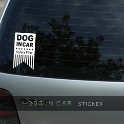 DOG IN CAR ステッカー　フラッグラベル☆ストライプ 2枚目の画像