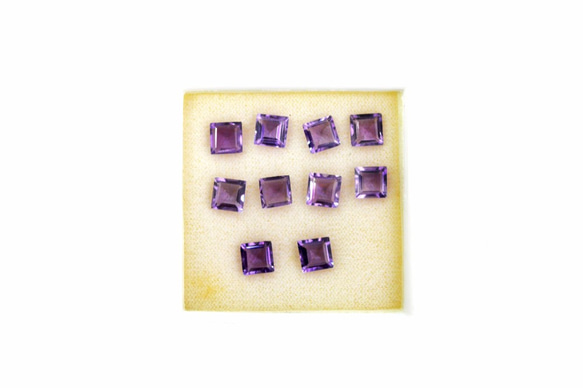 10件AAA優質天然紫水晶廣場6毫米切開取石，驚人的光澤。 第3張的照片