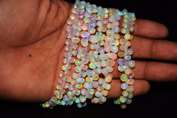 18pcs /Natural Opal rain Drop Beads / 天然オパール雨滴ビーズ 3枚目の画像