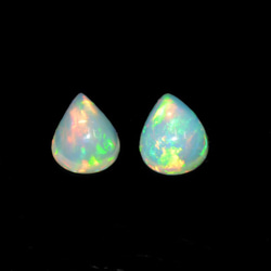 ETHIOPIAN OPAL Pear Cabochon / 2 piece / 7x9 mm 1枚目の画像