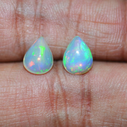 ETHIOPIAN OPAL Pear Cabochon / 2 piece / 7x9 mm 3枚目の画像