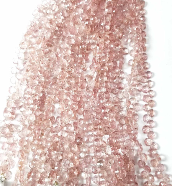 Strawberry Quartz Faceted Heart Shape Briolette / 6.0-7.0 mm 2枚目の画像