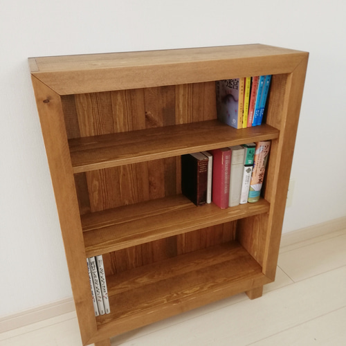 絵本棚 ブックシェルフ オープンラック 本棚 パイン材 ハンドメイド