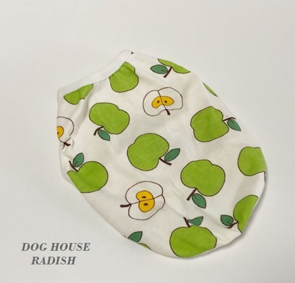 タンクトップ りんご柄【青リンゴ】 Dog 犬服 ドッグウェア 春秋