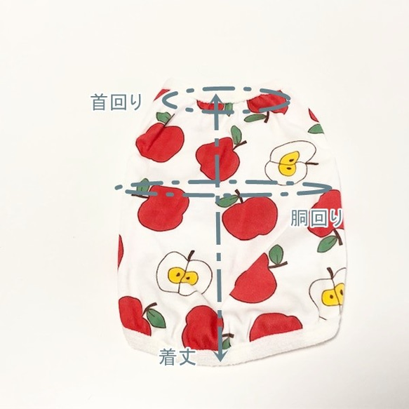 タンクトップ りんご柄【赤リンゴ】 Dog 犬服 ドッグウェア 春秋　林檎 6枚目の画像
