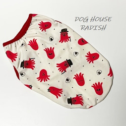 shu様❤️HALLOWEEN♡たこウィンナー♡タンクトップ♡ハンドメイド犬服 タンクトップ おばけタコウィンナーオレンジ スムース 3Sサイズ